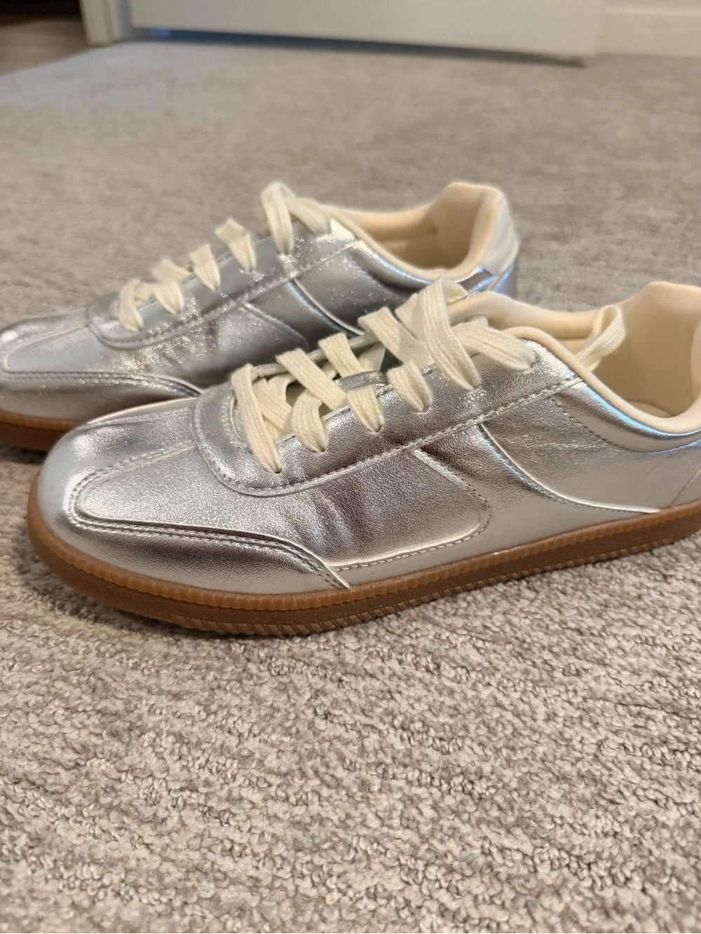 No Boundaries Silver Metallic Lace-Up Sneakers